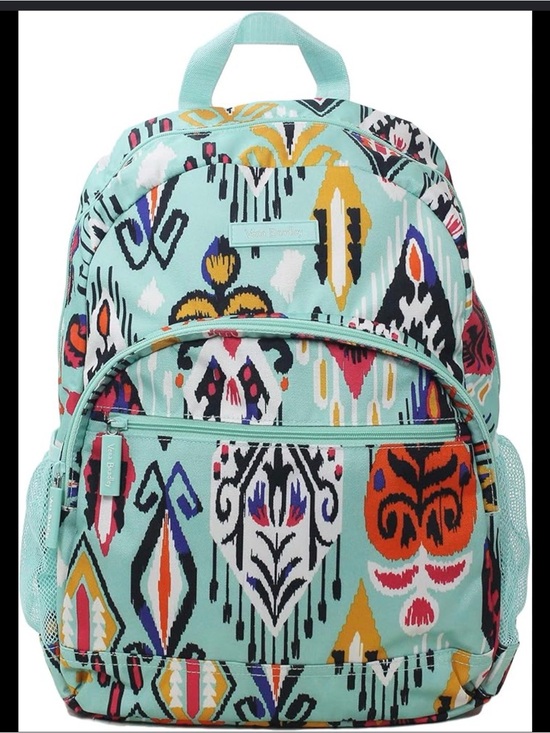 Vera Bradley Handbags - Vera Bradley Teal Ikat-Print Backpack with Multicolor Accents